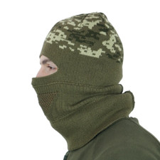 Ukrainian Armed Forces Hat Balaclava Knitted Black White Pixel Khaki