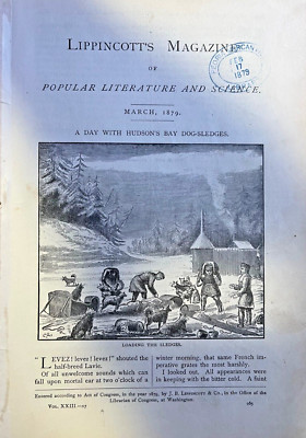 1879 Dog Sledding in Hudson's Bay Sledge Dogs illustrated