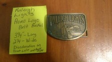 Vintage Belt Buckle Raleigh Lights Cigarette Trucker Trucking Cigarettes