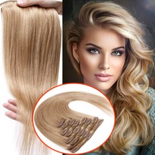 Clip In 100 Real Remy Human Hair Extensions Full Head Short Middle Long 8-24In