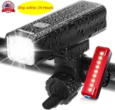 Bicycle Front Rear Light Set USB Rechargeable 2x 4800 mAh Battery 1000 Lumens