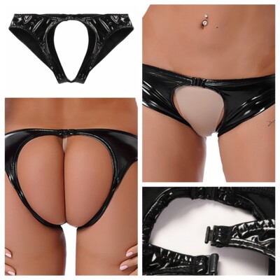 DE Damen Höschen G-String Unterwäsche Cheeky Slips Bikinis Lack Boxer Leder Sexy