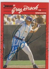 1990 Donruss #293 Greg Brock Brewers Signed Auto IP Free Shipping!