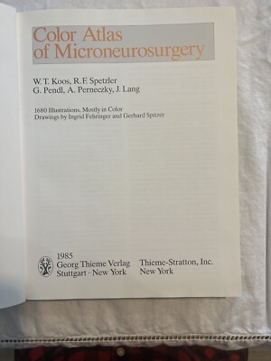 Color Atlas Of Microneurosurgery W.T Koos 1985 Edition | eBay