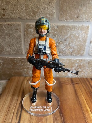 Star Wars Black Series (X-Wing Pilot) Trapper Wolf Acrylic Base / Stand *NO Toy*