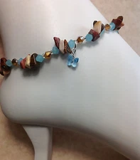 Handmade Mookiate Stone Crystal Anklet/Ankle Bracelet W/Swarovski Elements USA