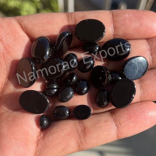 Natural Black Onyx Oval 3x5 mm to 15x20 mm Cabochon Loose Gemstone Lot - Picture 7 of 7