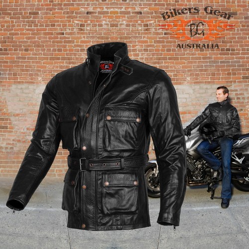Australian Bikers Motorbike Motorcycle trailmaster Vintage Waxed Leather Jacket - Picture 9 of 16