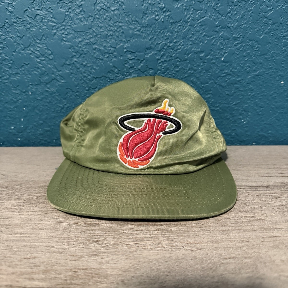 Mitchell & Ness NBA Miami Heat Nylon Ripstop Green Hat SnapBack