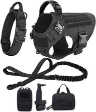 Large Dog Collar Military Harness and Leash Set Pet Training Vest Tactical New