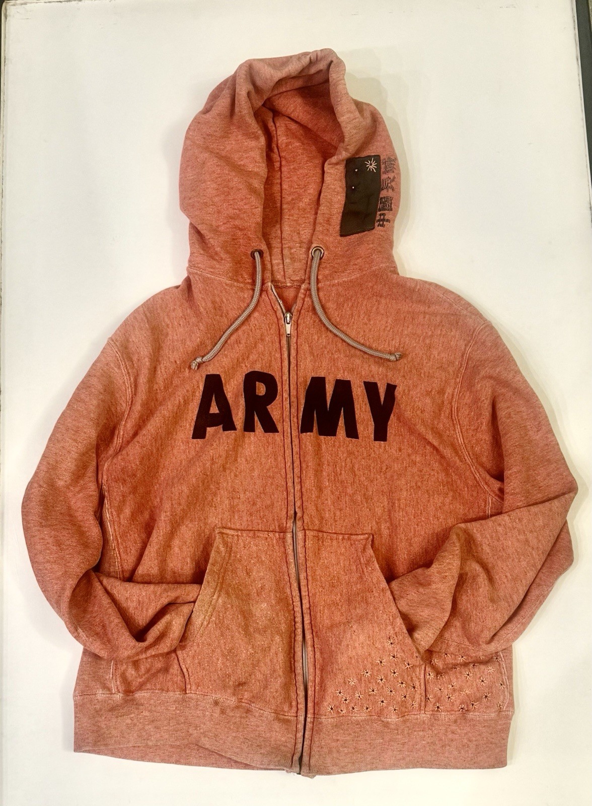 Sweat à Capuche Rose Saumon Vintage The Great China Wall US ARMY - Taille M, état Parfait