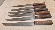 6 Robinson Knife Co carbon steel 9" USA chef tool butcher carving vintage lot