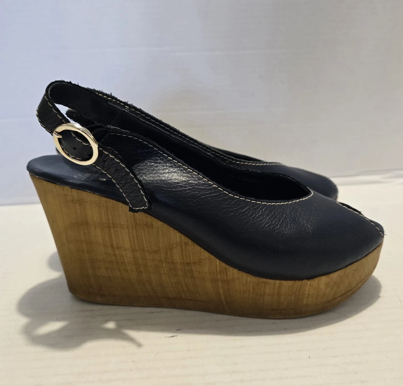 Sandali Clarks Blu Pelle Zeppa Slingback Uk 6 Eu 40 Clarks Collezione Italiana