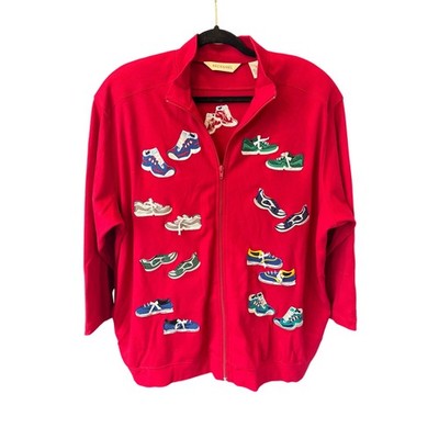 Vintage Embroidered Sneakers Sweatshirt Jacket Full Zip Bechamel Size XL