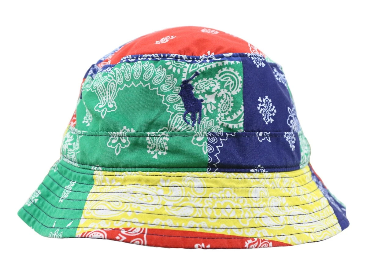 Polo Ralph Lauren Safari Bucket Hat Cap Bandana Patchwork Color Block Print