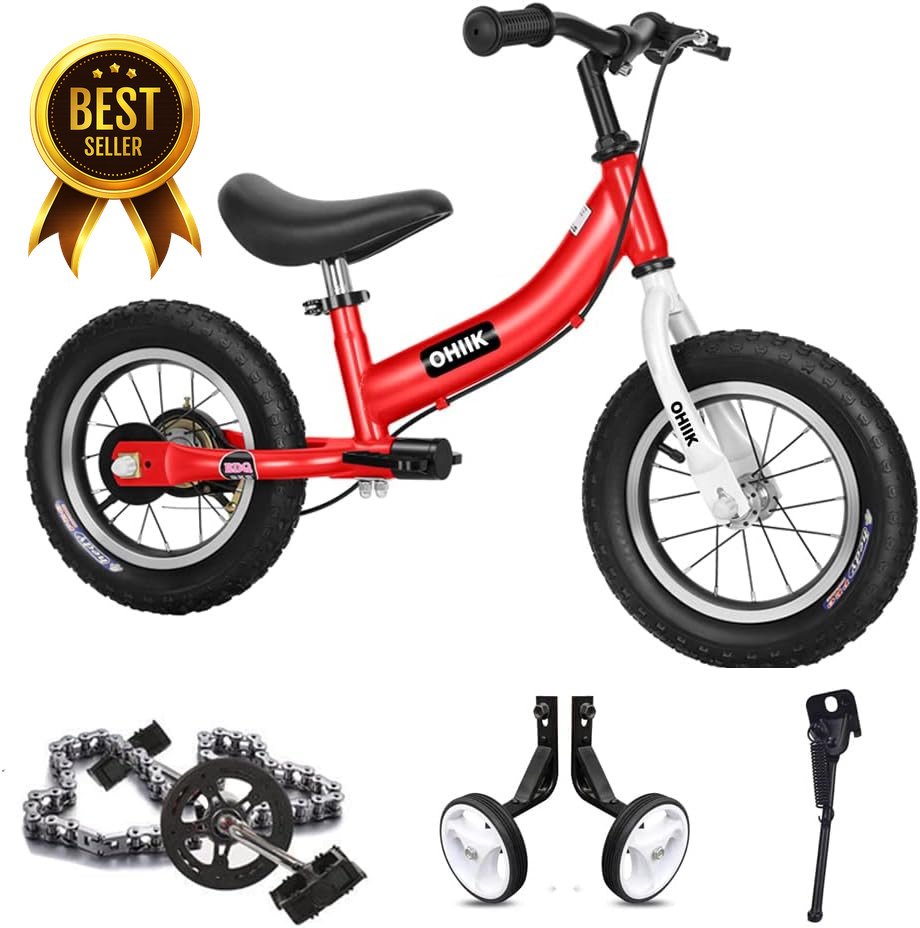 2in1 Kids Balance Bike 12-16in Pedal Kit Training Wheels Brake Ages 2-7