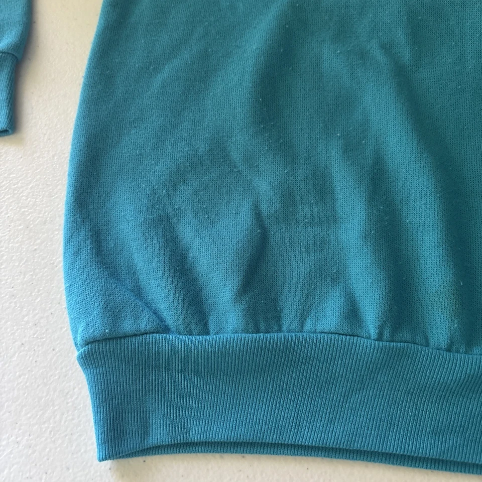 Sudadera suéter vintage Lee Sturdy Sweats años 80 verde azulado rosa conejitos talla juvenil S Foto 2 de 4