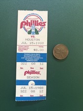 CRAIG BIGGIO 14th MLB game 1988 Phillies ticket stub lot GLENN DAVIS 99th MLB HR