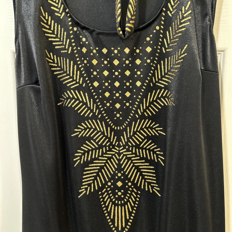 红宝石鸡尾酒无袖飘逸连衣裙条纹黑色头带服装小号 — 第 4/4 张图片