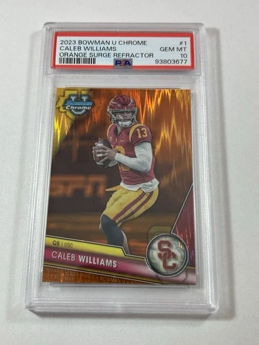 2023 Bowman U Chrome Caleb Williams Orange Surge Refractor /25 PSA 10 Pre RC