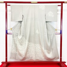 Japanese Kimono 'KOMON' Silk/Gray/Traditional/History/Length:153cm N930