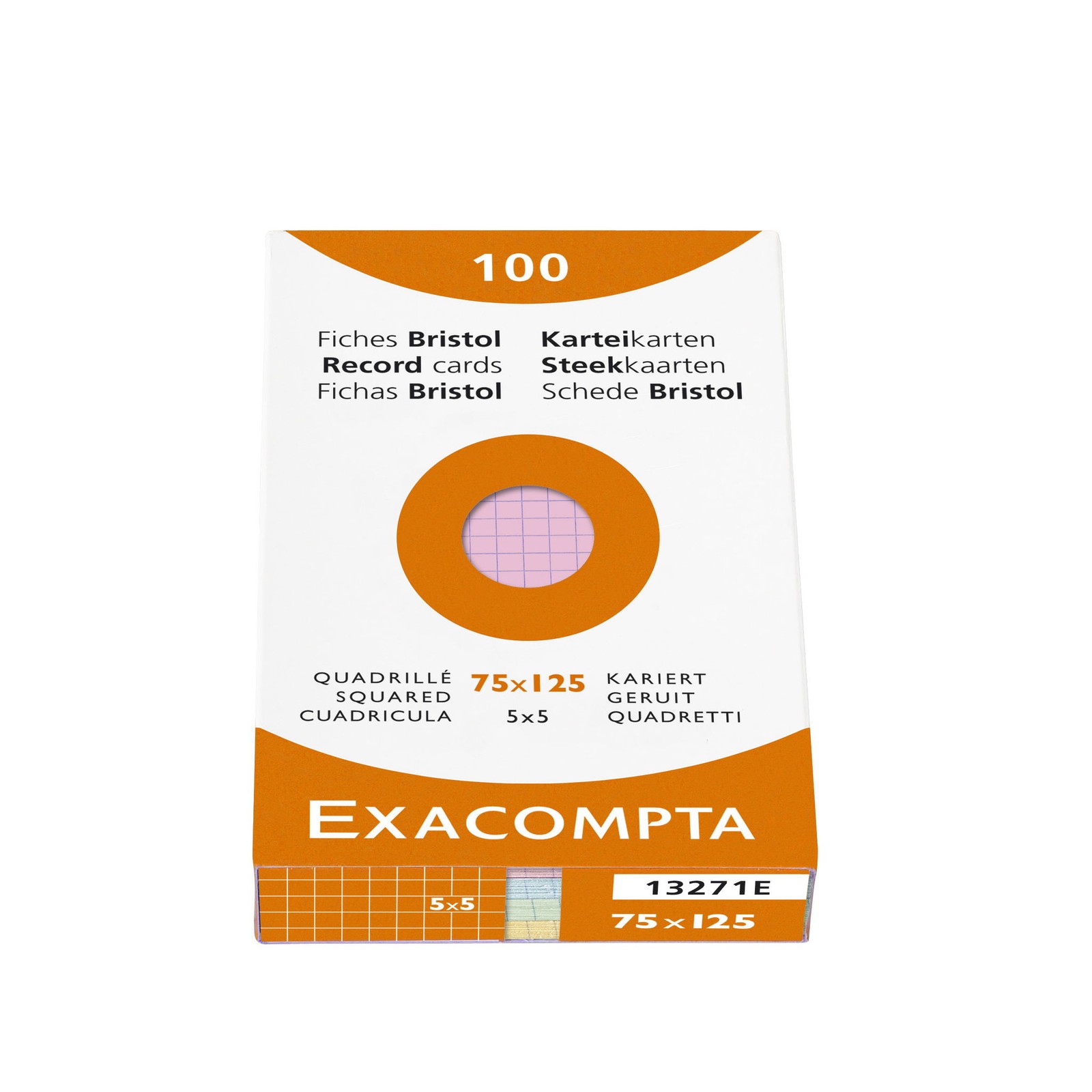 Exacompta fiches bristol 5x5 75x125mm cartonné pour archivage durable