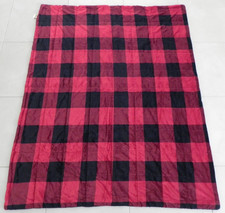 WOOLRICH 100 Polyester Throw Blanket Red Plaid and Black 59" x 47" RN 91519
