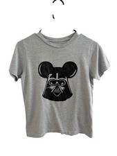 Gray Youth T-Shirt Darth Vader Mickey Ears Star Wars Disney Mashup Unisex 16"