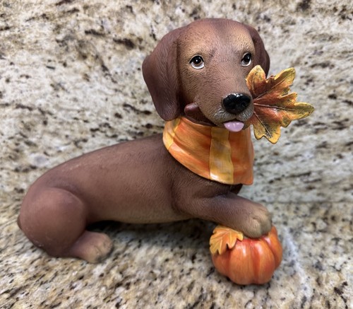 Thanksgiving /Fall Dachshund Doxie With Handkerchief Statue Decor - Picture 11 of 11