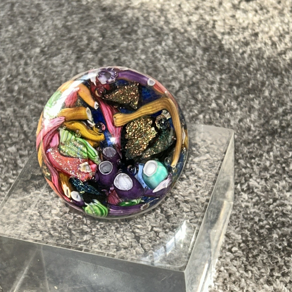 お値下げ　大理石 Doug Sweet Art Glass Marble, Dichroic Sea Floor Sparkle Galore