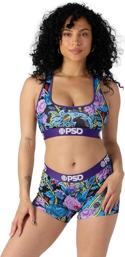 PSD Women Boy Shorts - Violet Paisly Full Coverage Stretch Underwear - Picture 3 of 7