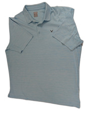 Callaway Golf Polo Shirt Mens XXL Blue Opti-Dri Striped Short Sleeve Athletic