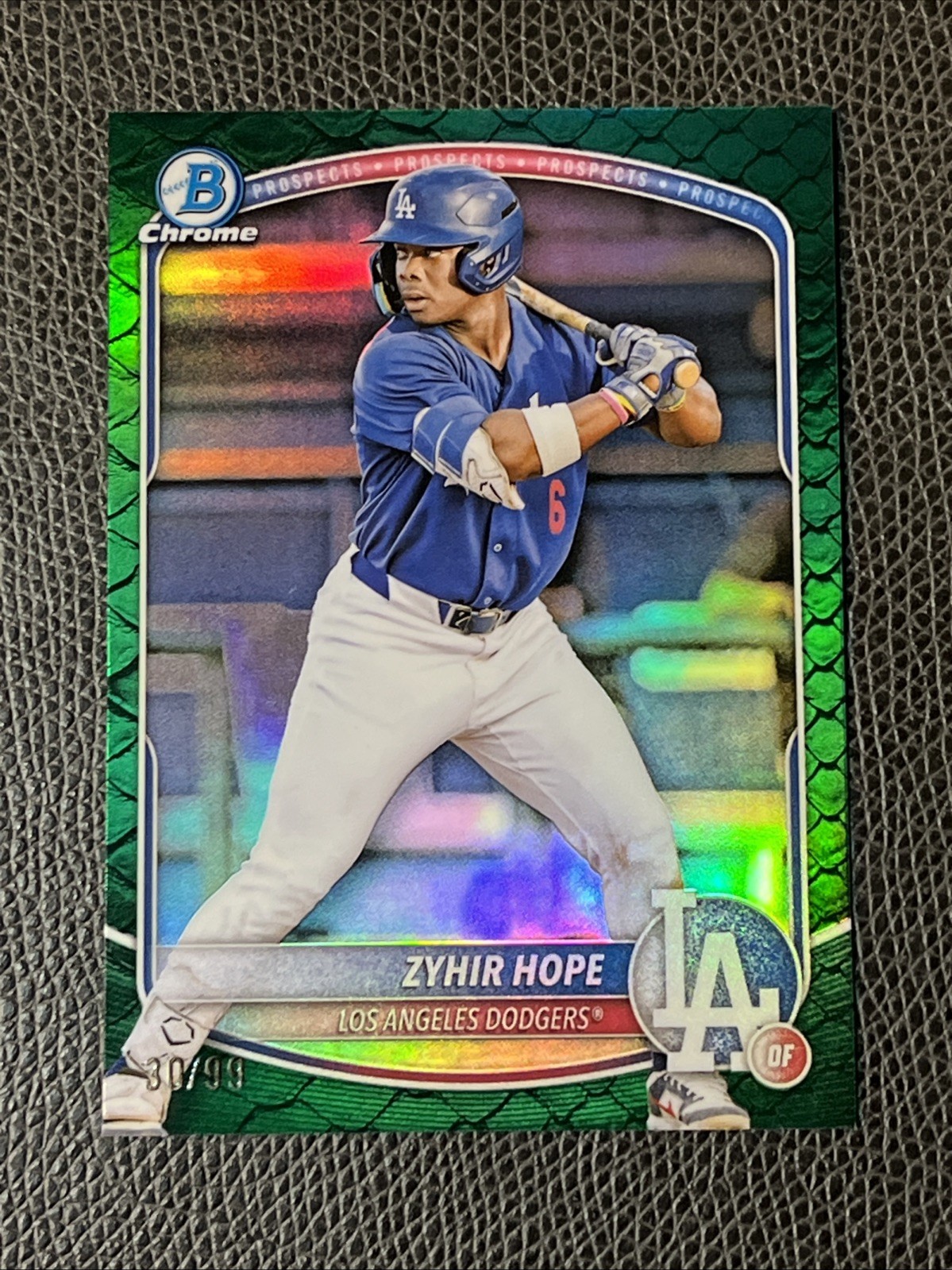 Zyhir Hope /99 Green Reptilian Refractor 2025 Bowman Chrome #BCP-2 Dodgers