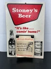 Vtg Stoney’s Beer Tin Over Cardboard Sign 1975-1976 NOS Calendar Page A Day