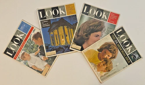 Look Magazine JFK Memorial Lot (1963–1964) – 4 Issues – Kennedy Assassination