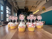 Handmade Custom Face Cupcake Toppers, Set of 12 