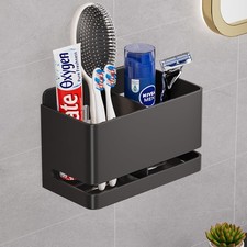 Aluminum Electric Toothbrush Holder - Bathroom Wall Double slot, Black