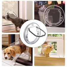 4 Way Round Locking Flap Pets Door Cat Flap Small Dogs For Glass Window Door New