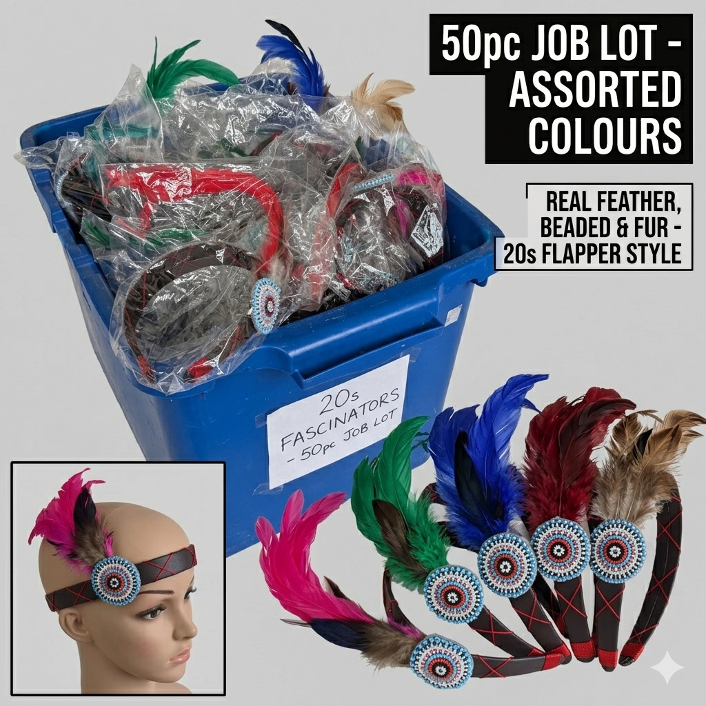 50pc 1920s Flapper Pluma Diademas Lote Varios Colores Disfraz