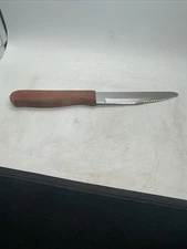 Vollrath - Vtg Stainless Steel Knife Wooden Handle Half-Serrated Brazil 10”