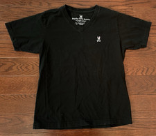 Kids Psycho Bunny Size L 14/16 Black V-Neck T-Shirt 100 Cotton Short Sleeves