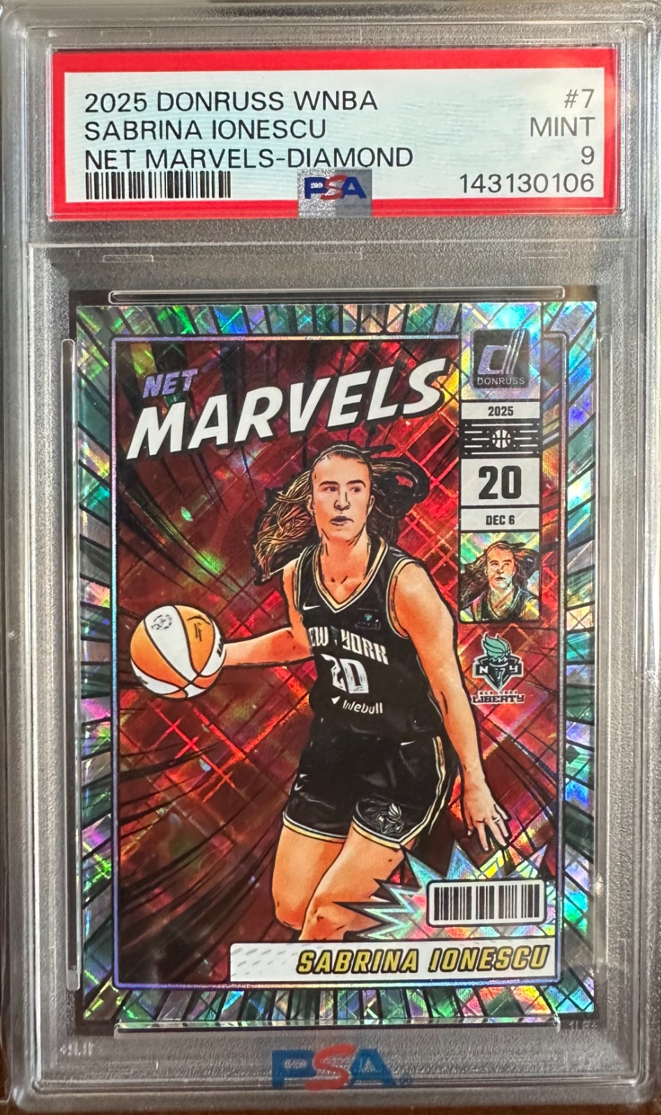 2025 Panini Donruss SABRINA IONESCU Net Marvels PSA 9 #7 Diamond POP 2 WNBA