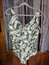 Women's Tab-Front Full Coverage Tummy Control One Piece Swimsuit Size 18