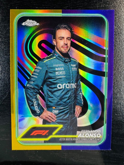 2024 Fernando Alonso Gold / Purple Refractor Topps Chrome #11 F1 Formula 1
