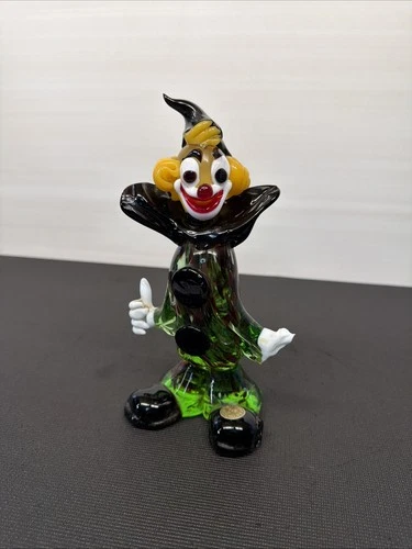VINTAGE MURANO HANDBLOWN COLORED GLASS CLOWN STATUE FIGURINE Gd3