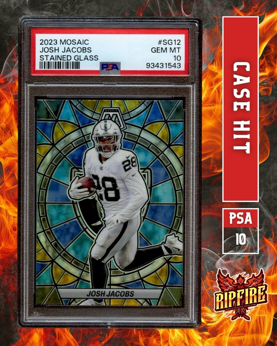 2023 Mosaic Josh Jacobs Stained Glass #SG-12 Raiders PSA 10 Case Hit SP