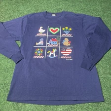 1990 Screen Stars Best USA LS Shirt XL Folk Art Americana Vicki Mielhart Vintage