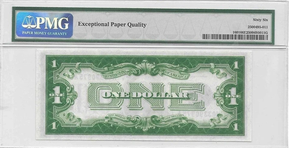 1928A FUNNY BACK SILVER CERTIFICATE NOTE PMG GEM UNC66 EXCEPTIONAL PAPER QUALITY - Image 2 of 2