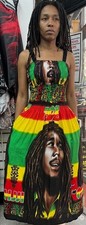 Bob Marley Red Green Yellow Black Maxi Dress New