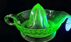 Vintage Uranium Glass Large Citrus Juicer Handle Spout Farmhouse Glows